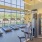 Fitness centers with large window, treadmills, and yoga balls at Trailside at Reedy Point Apartments