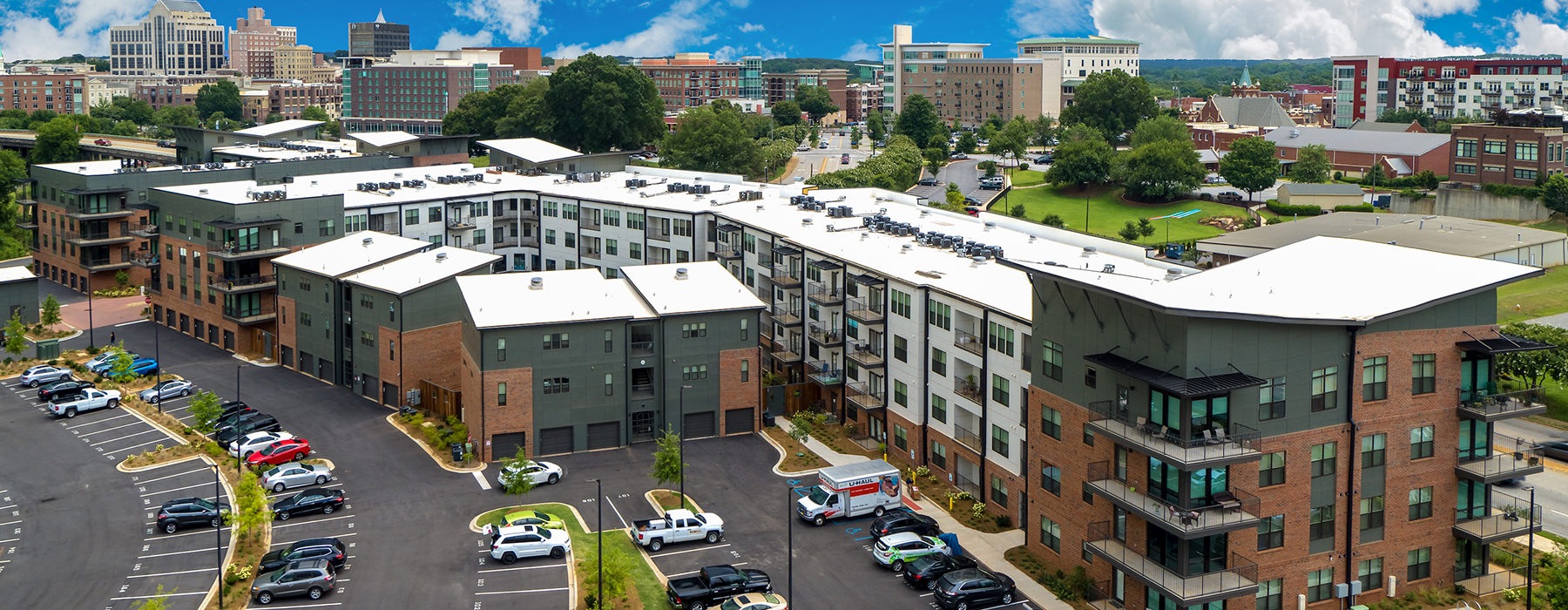 Aerial view of Trailside at Reedy Point Apartments in Greenville, SC
